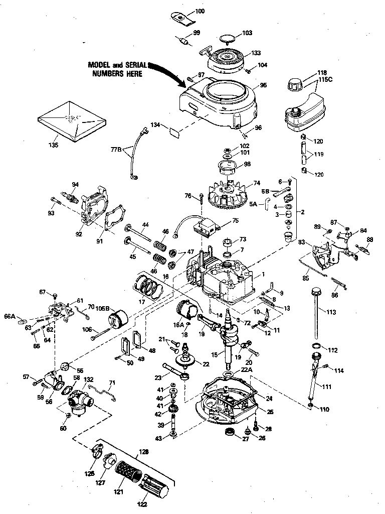 Replacement Parts Diagram and Parts List for 143394122  Craftsman Engine