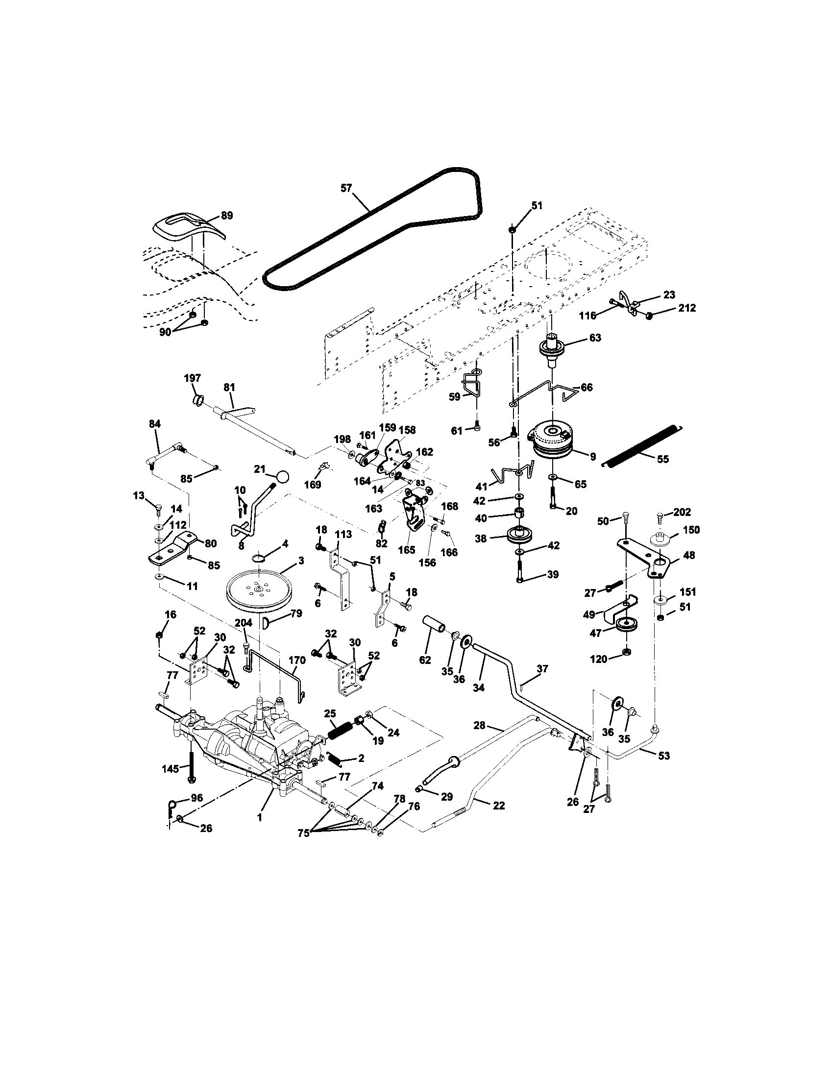 Ground Drive Diagram and Parts List for 917272230  Craftsman Lawn Tractor