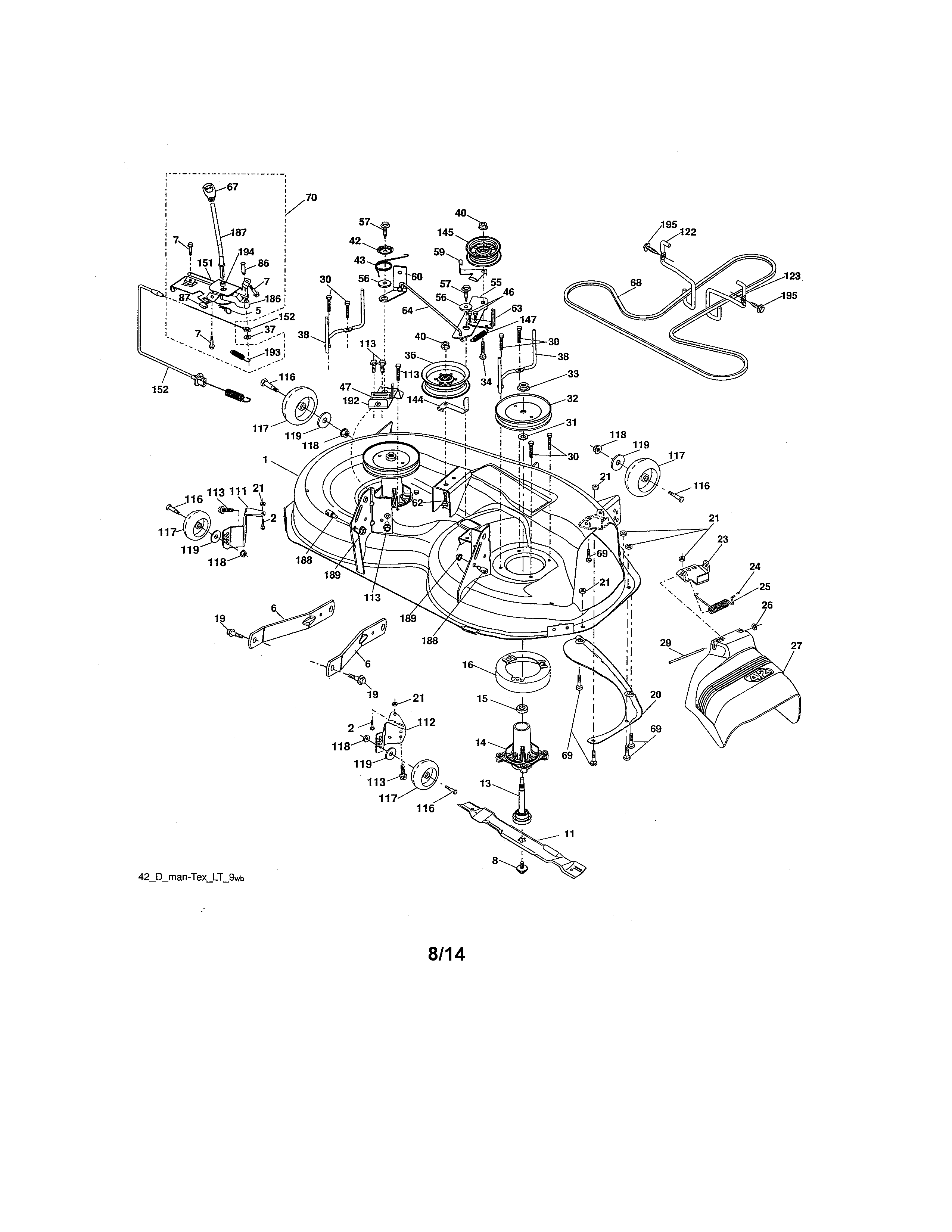 Mower Deck Diagram and Parts List for 917287210  Craftsman Lawn Tractor