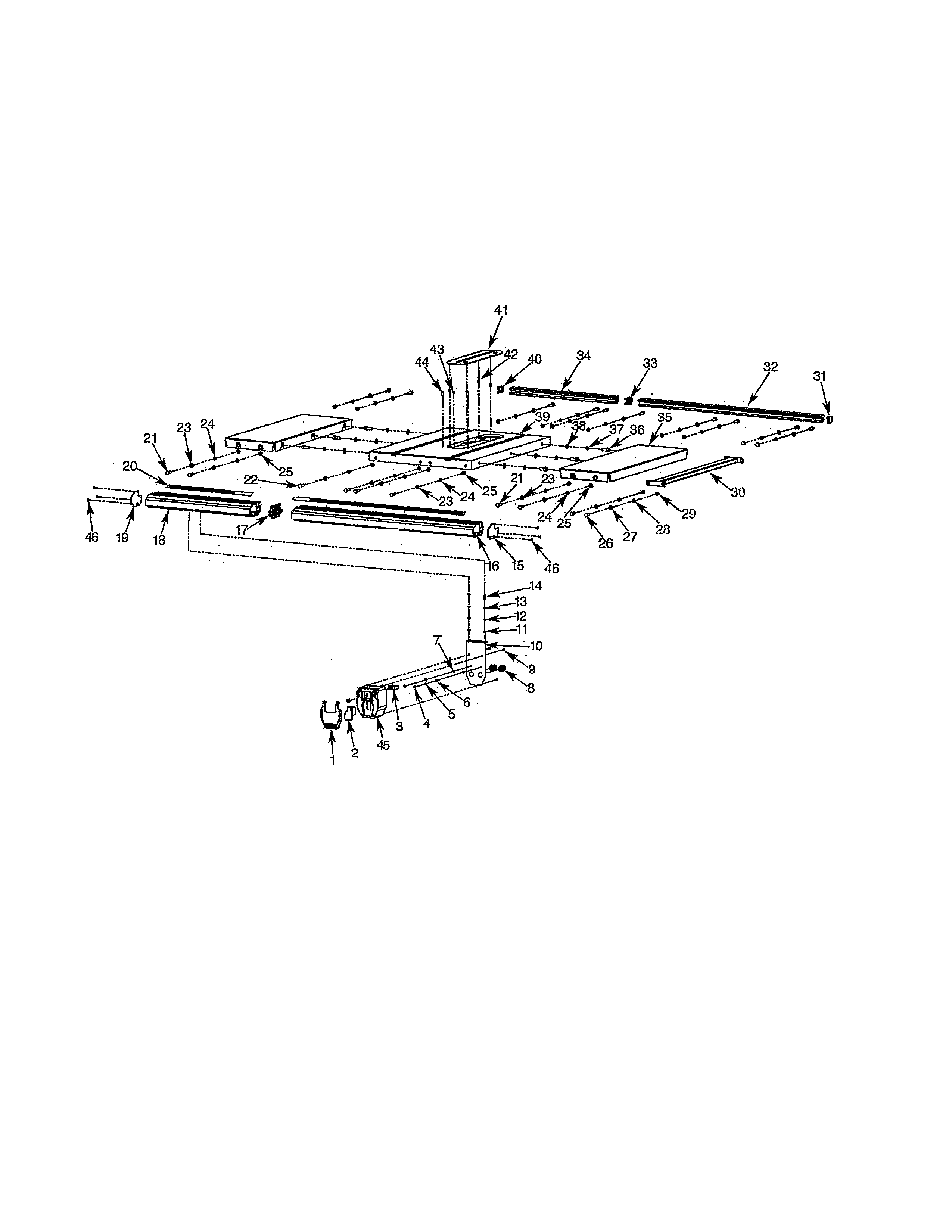 Rails Diagram and Parts List for 141218331  Craftsman Table Saw