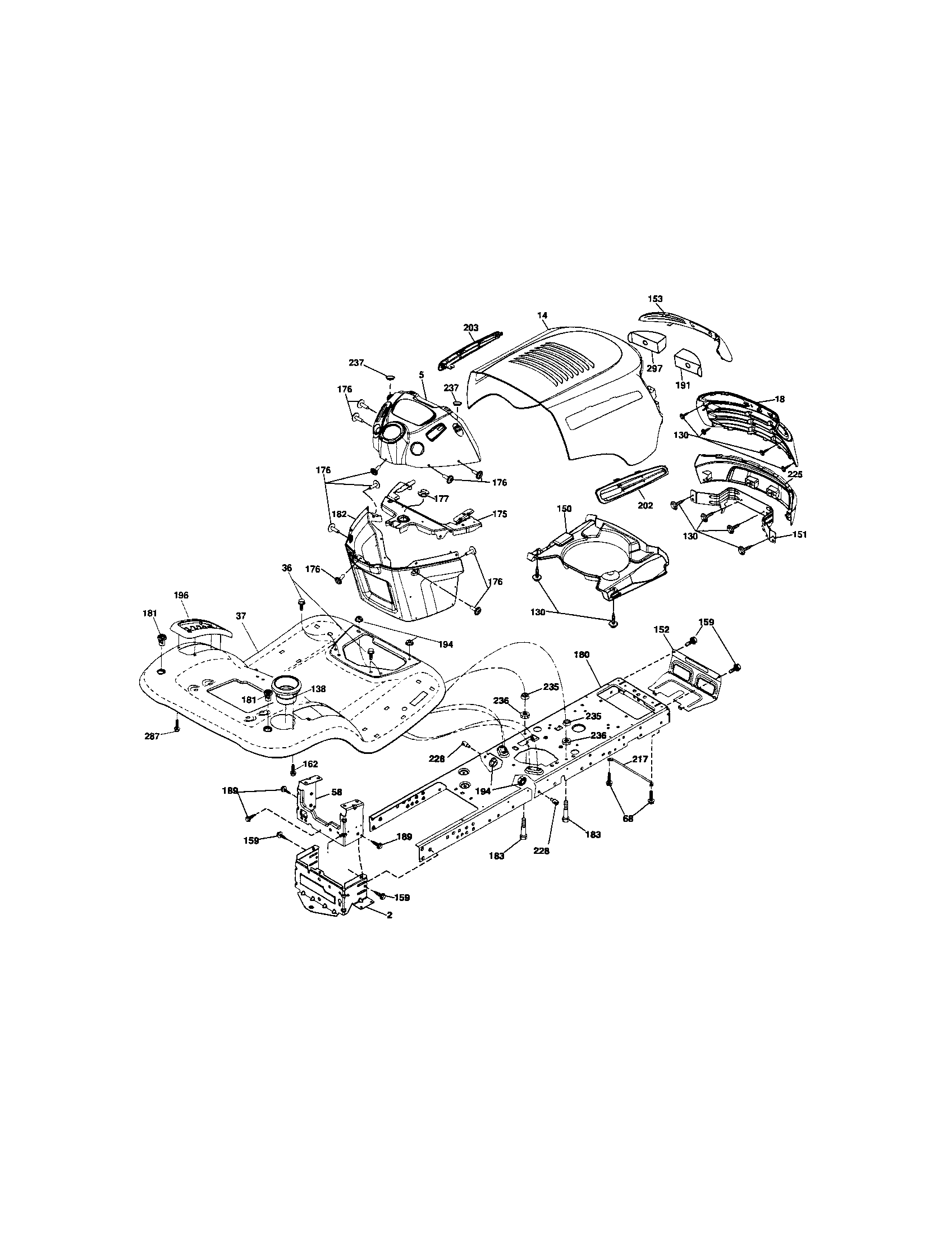 Chassis Diagram and Parts List for 917289073  Craftsman Lawn Tractor