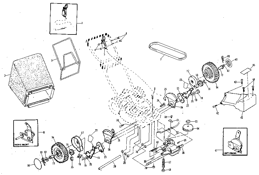 Drive Assembly Diagram and Parts List for 917374650  Craftsman Lawn Mower