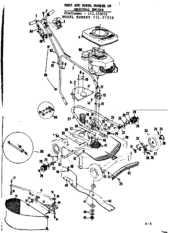 Replacement Parts Diagram and Parts List for 13197516  Craftsman Lawn Mower