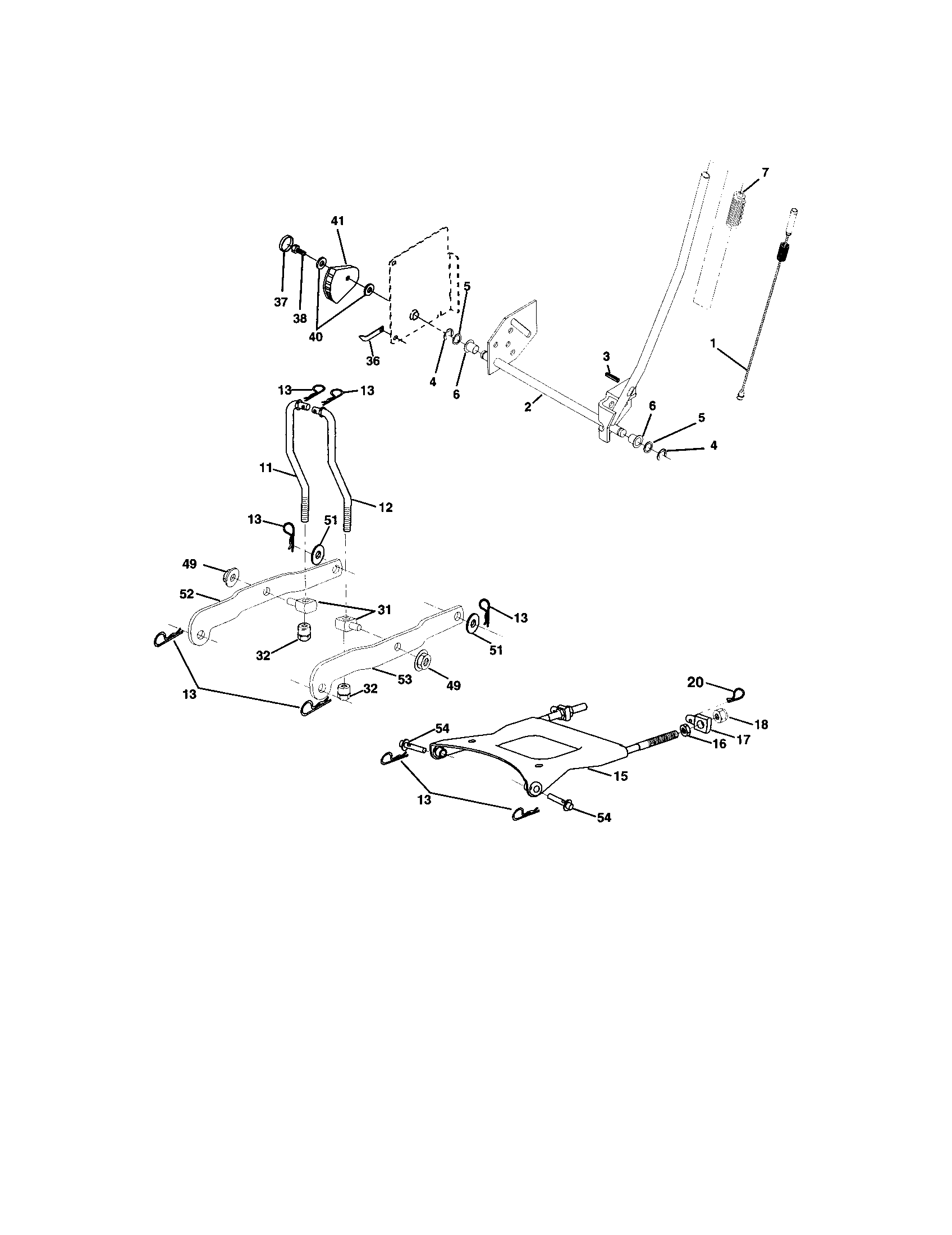 Lift Assembly Diagram and Parts List for 917273261  Craftsman Lawn Tractor