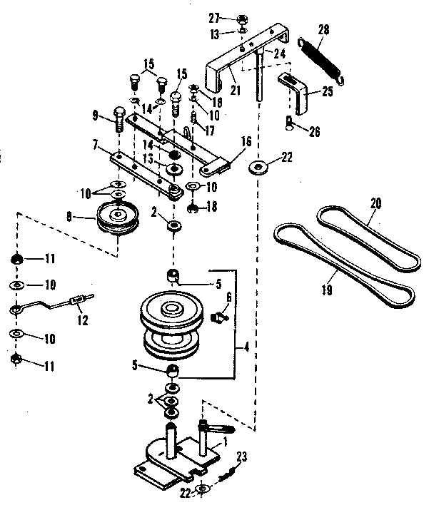 Pulley Assembly Diagram and Parts List for 84224073  Craftsman Snow Blower
