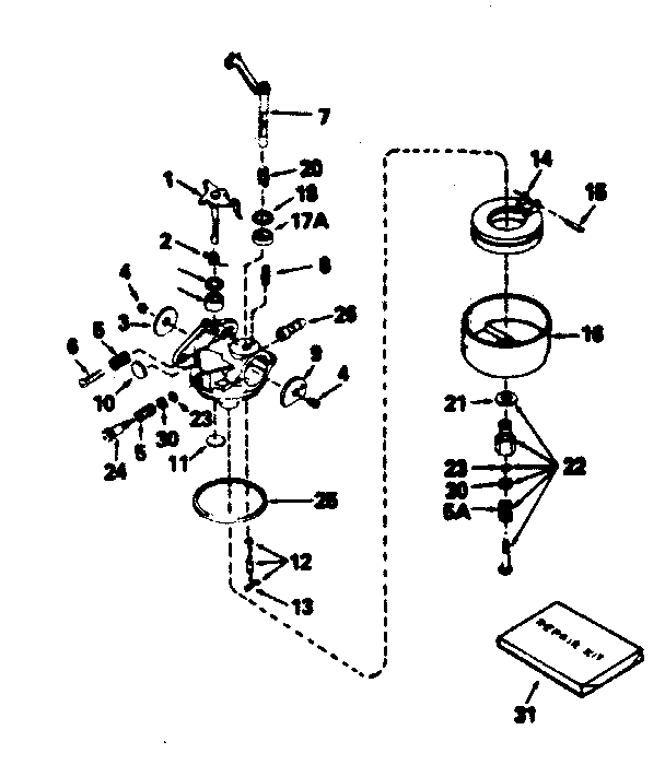 Carburetor No. 631463 Diagram and Parts List for 143786132  Craftsman Engine
