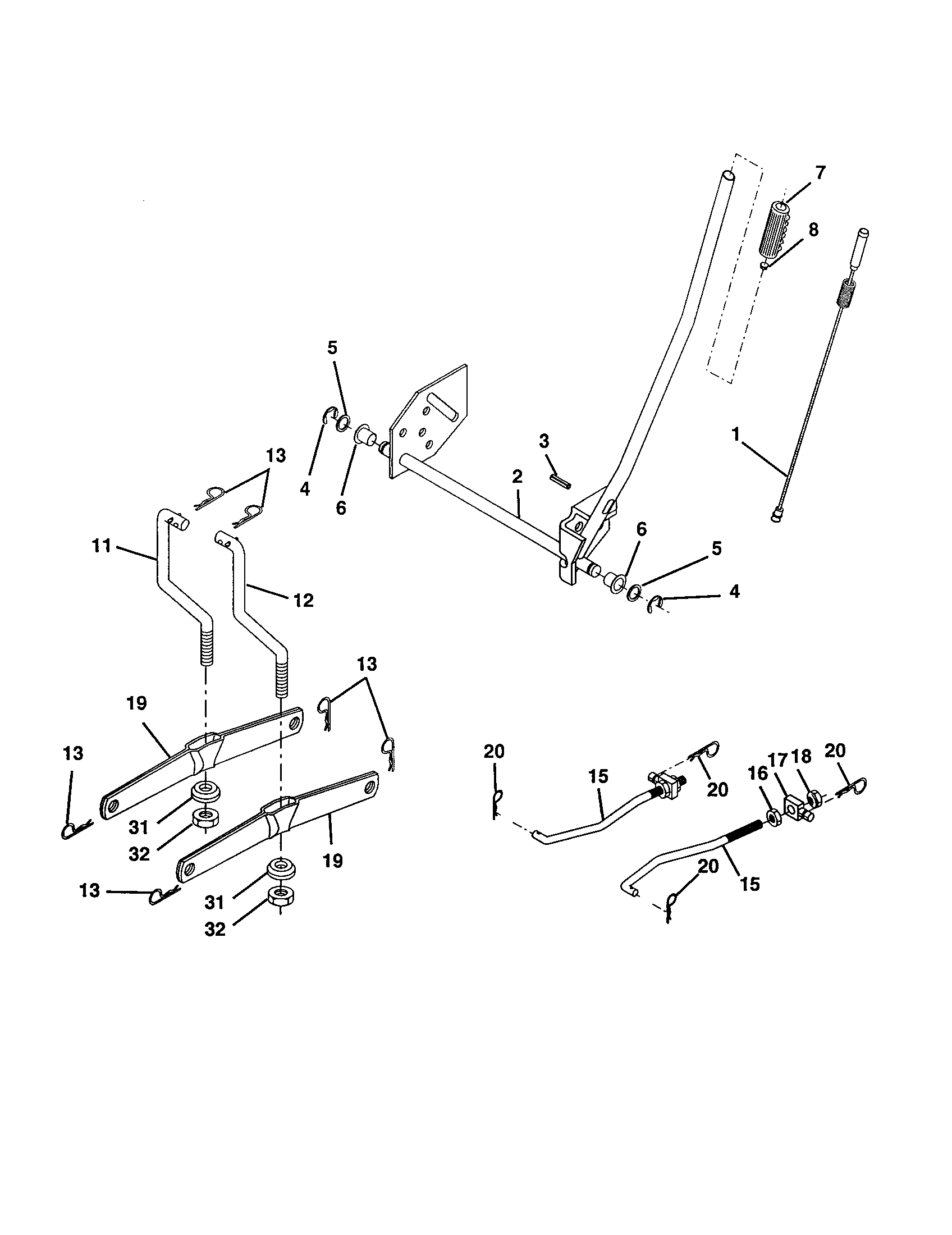Mower Lift Diagram and Parts List for 917277312  Craftsman Lawn Tractor