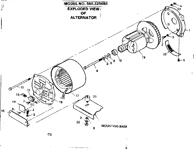 Alternator Diagram and Parts List for 580325080  Craftsman Engine