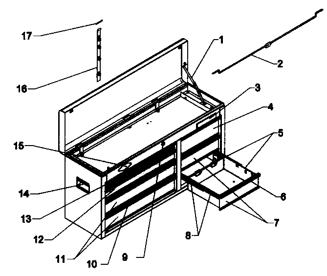 Chest Diagram and Parts List for 706619602  Craftsman Tool Stand & Cart
