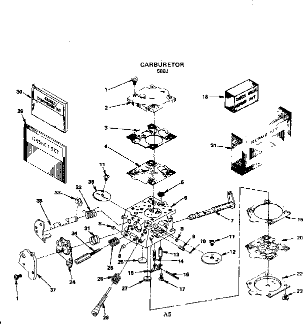 Replacement Parts Diagram and Parts List for 917588J  Craftsman Lawn Mower