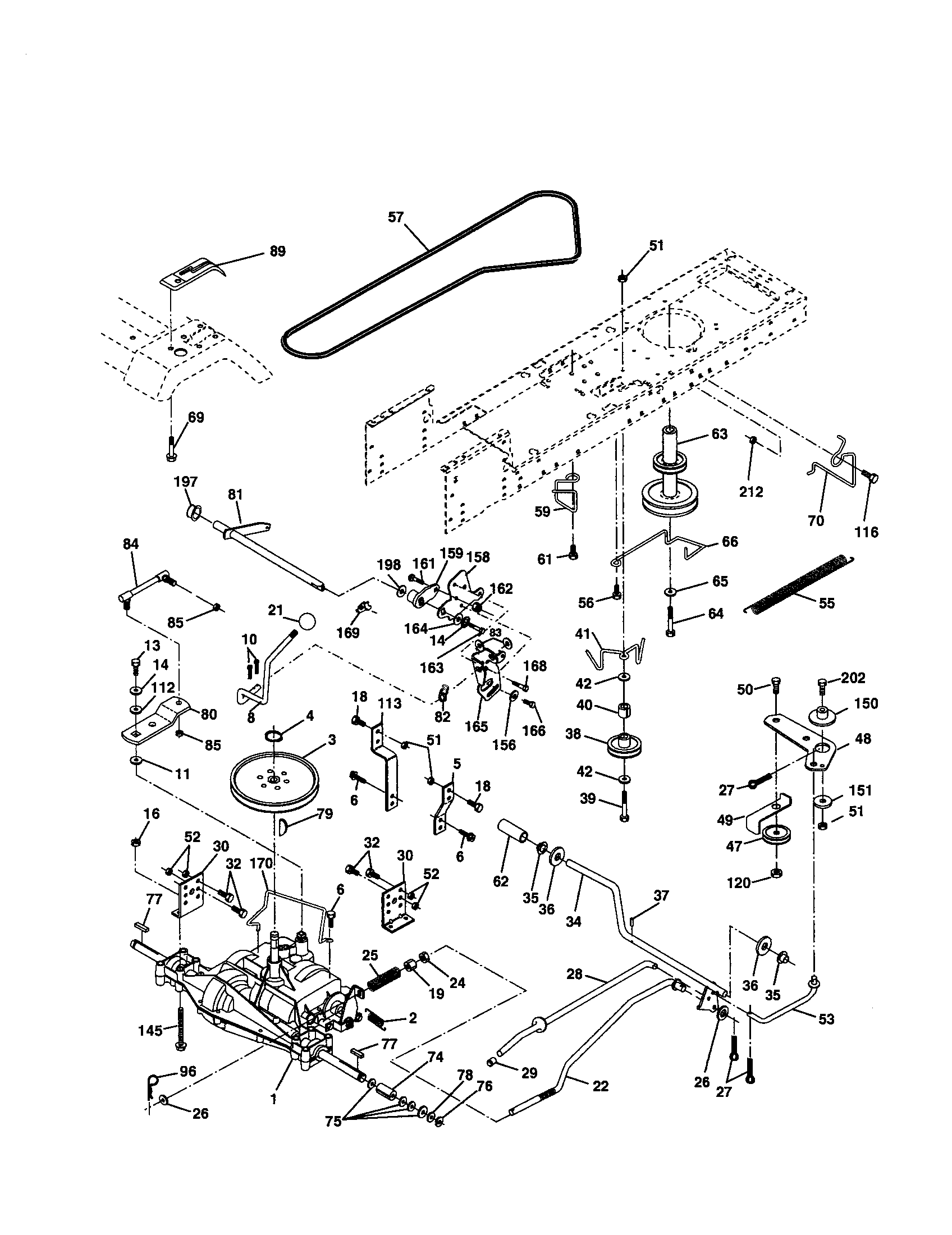 Drive Diagram and Parts List for 917279951  Craftsman Lawn Tractor