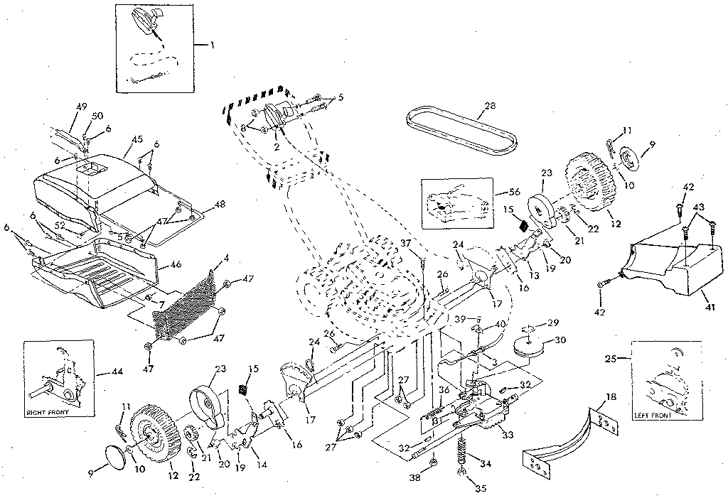 Drive Assembly Diagram and Parts List for 917372380  Craftsman Lawn Mower
