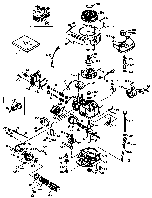 Replacement Parts Diagram and Parts List for 143975012  Craftsman Engine