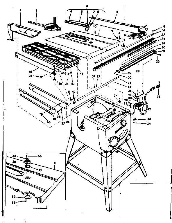 Table Assembly Diagram and Parts List for 11329970  Craftsman Power Motor