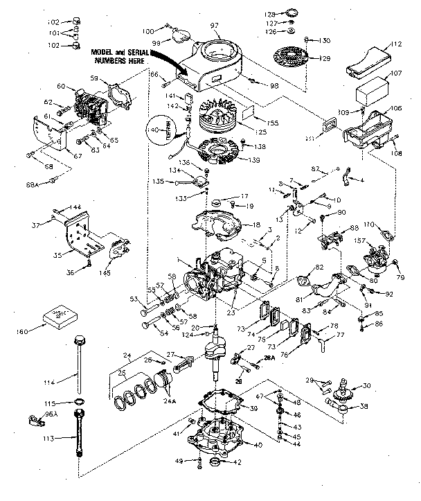 Replacement Parts Diagram and Parts List for 143386082  Craftsman Engine