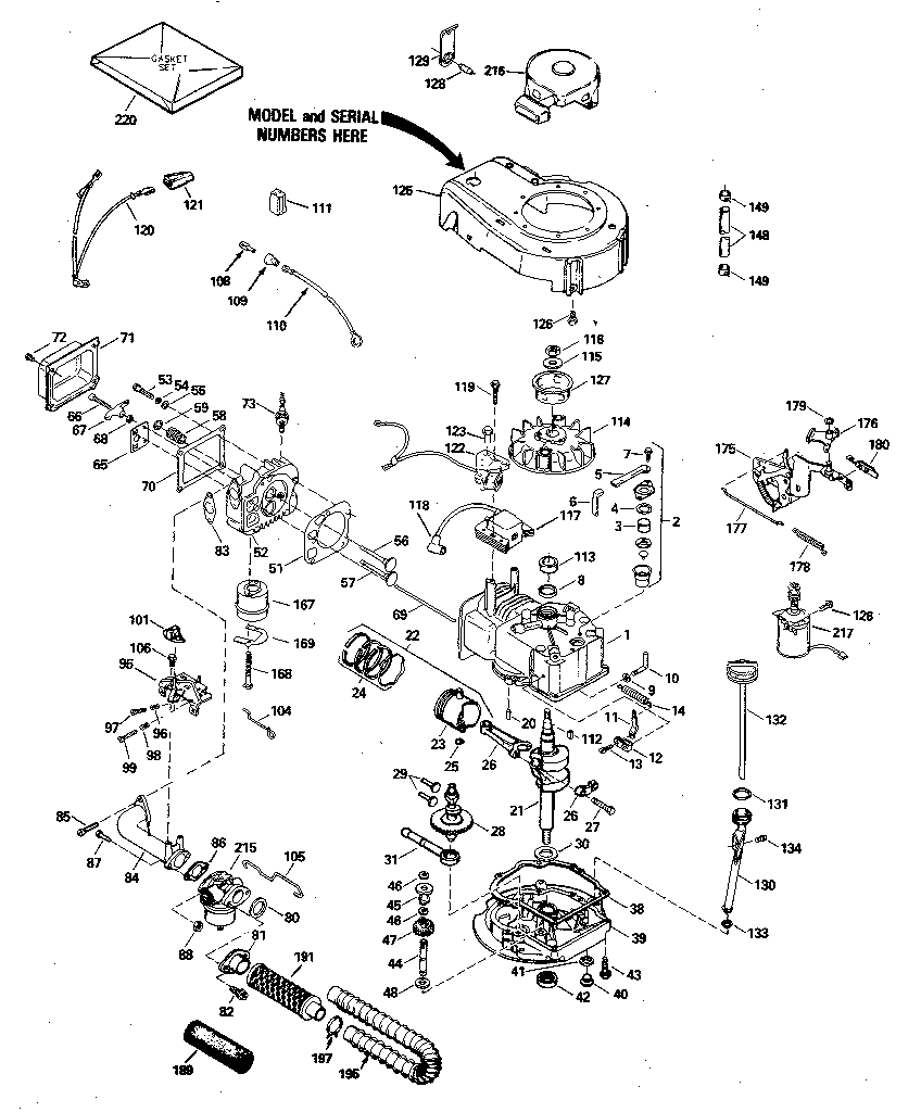 Replacement Parts Diagram and Parts List for 143394192  Craftsman Engine