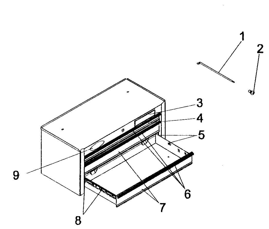Drawer Diagram and Parts List for 706877360  Craftsman Tool Stand & Cart