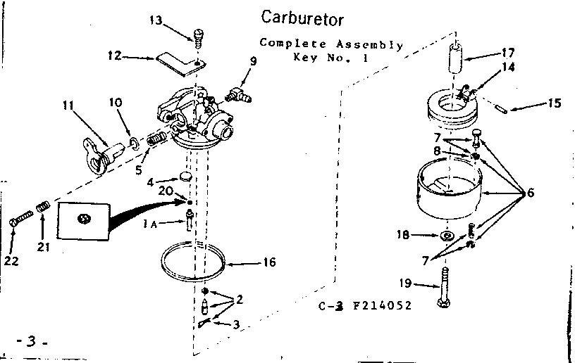Carburetor Diagram and Parts List for 143214052  Craftsman Engine