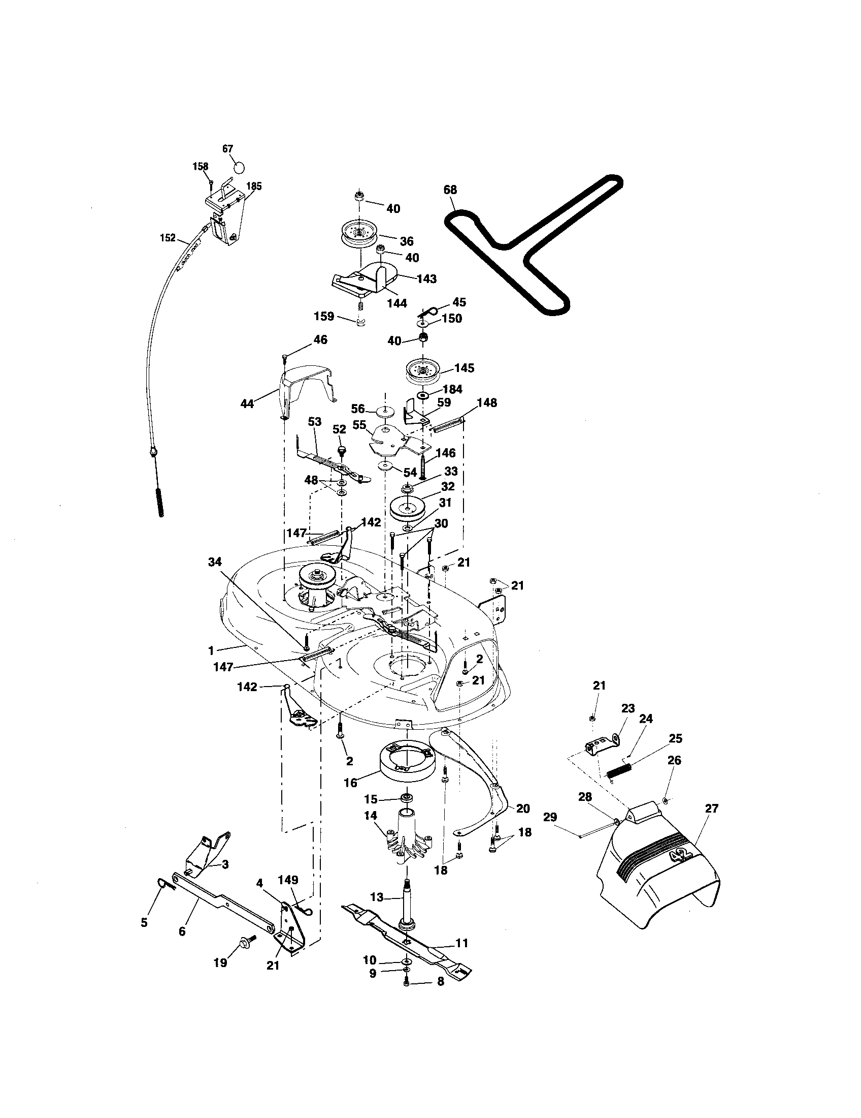 Mower Deck Diagram and Parts List for 917276411  Craftsman Lawn Tractor