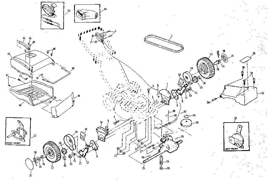Drive Assembly Diagram and Parts List for 917372420  Craftsman Lawn Mower