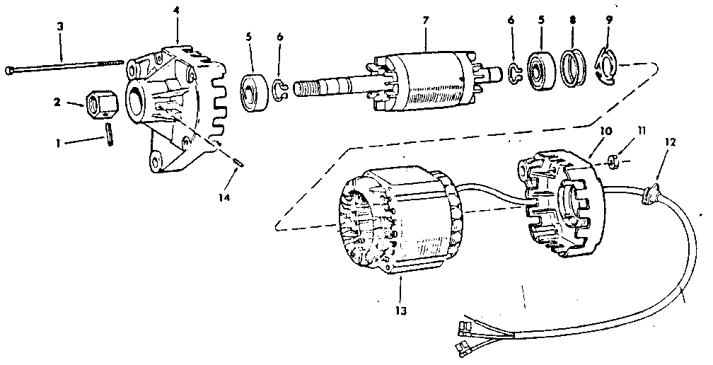 Motor 62962 Diagram and Parts List for 62962  Craftsman Power Motor