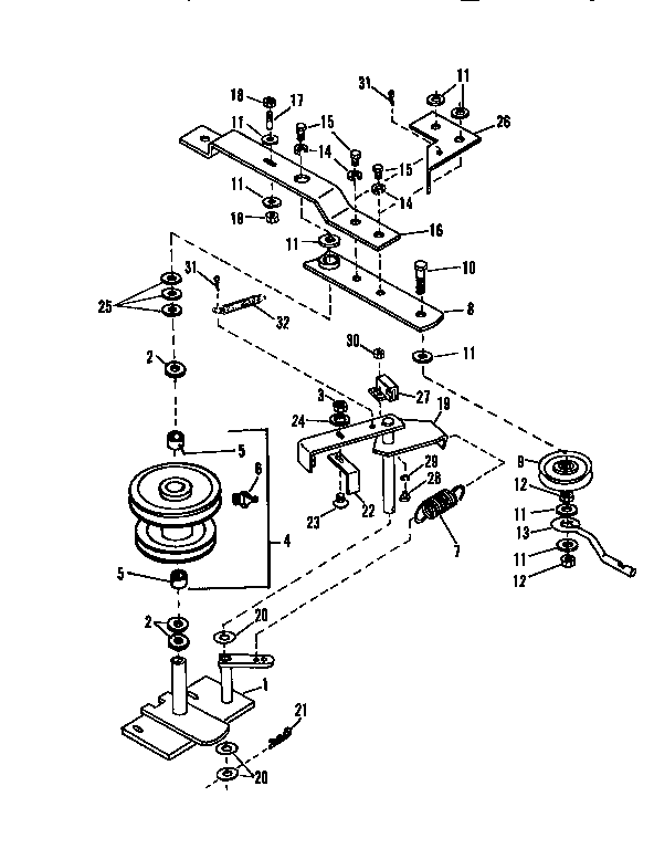 Pulley Assembly Diagram and Parts List for 842240530  Craftsman Snow Blower