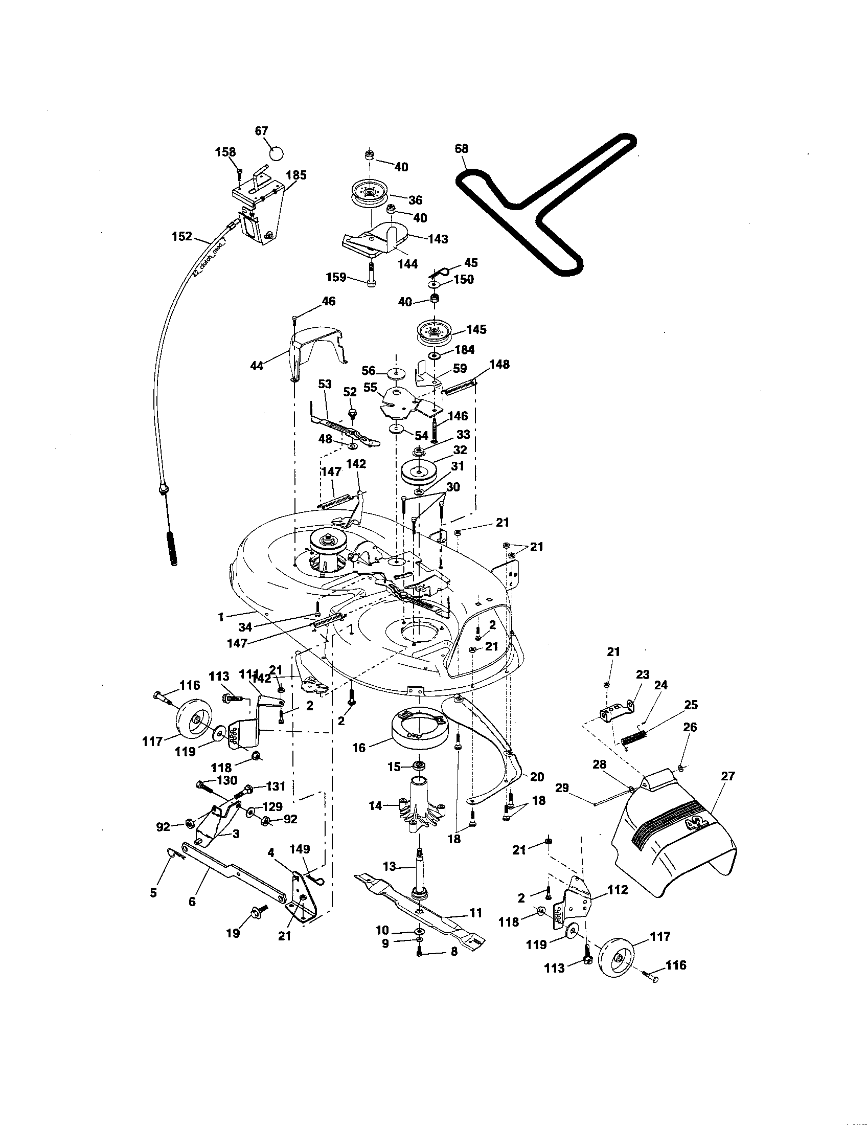 Mower Deck Diagram and Parts List for 917275750  Craftsman Lawn Tractor