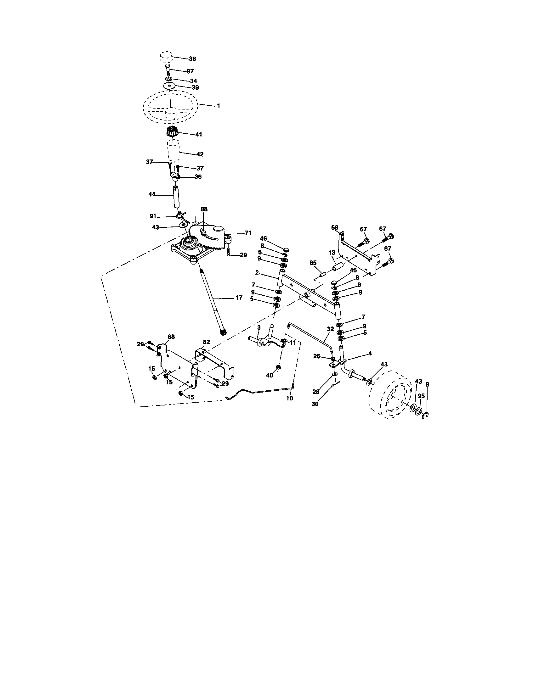 Steering Diagram and Parts List for 917256720  Craftsman Lawn Tractor
