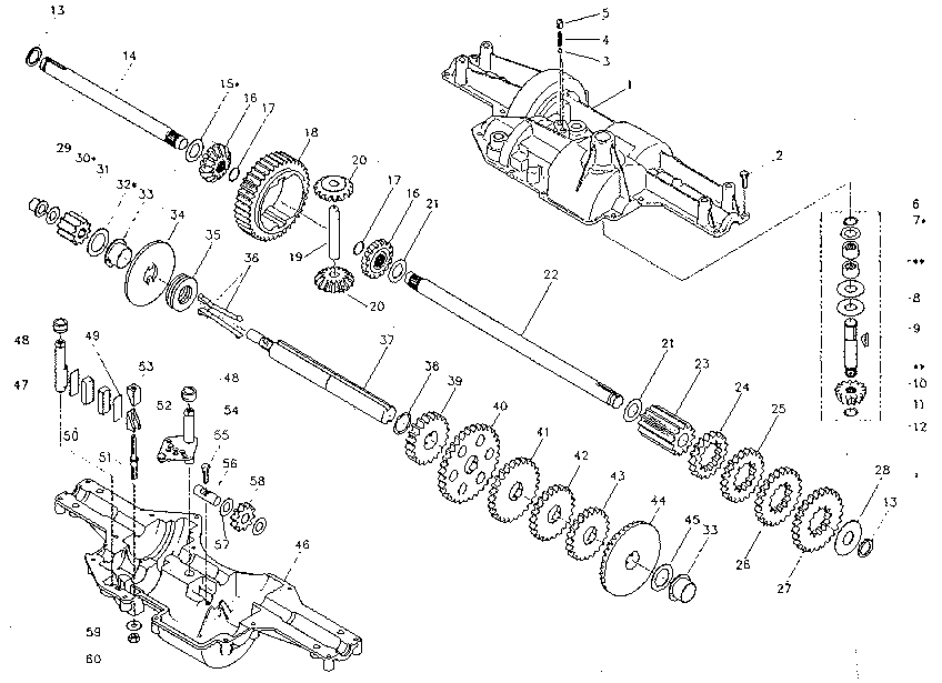 Five Speed Transaxle Dana Model No. 4450-1 Diagram and Parts List for 502254160  Craftsman Lawn Tractor