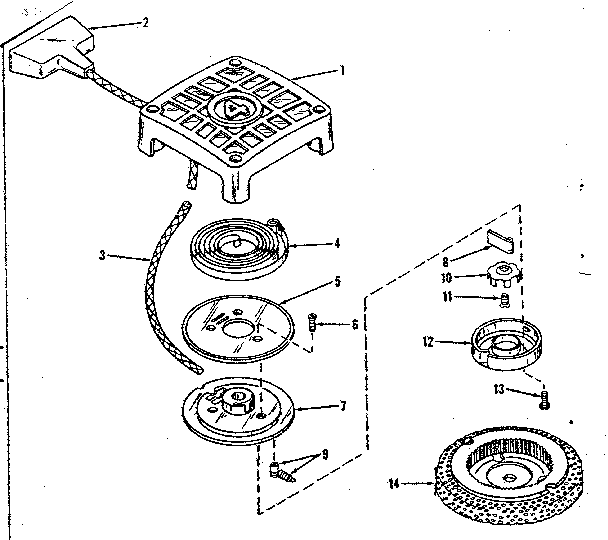 Rewind Starter No. 27860 Diagram and Parts List for 14360330  Craftsman Engine