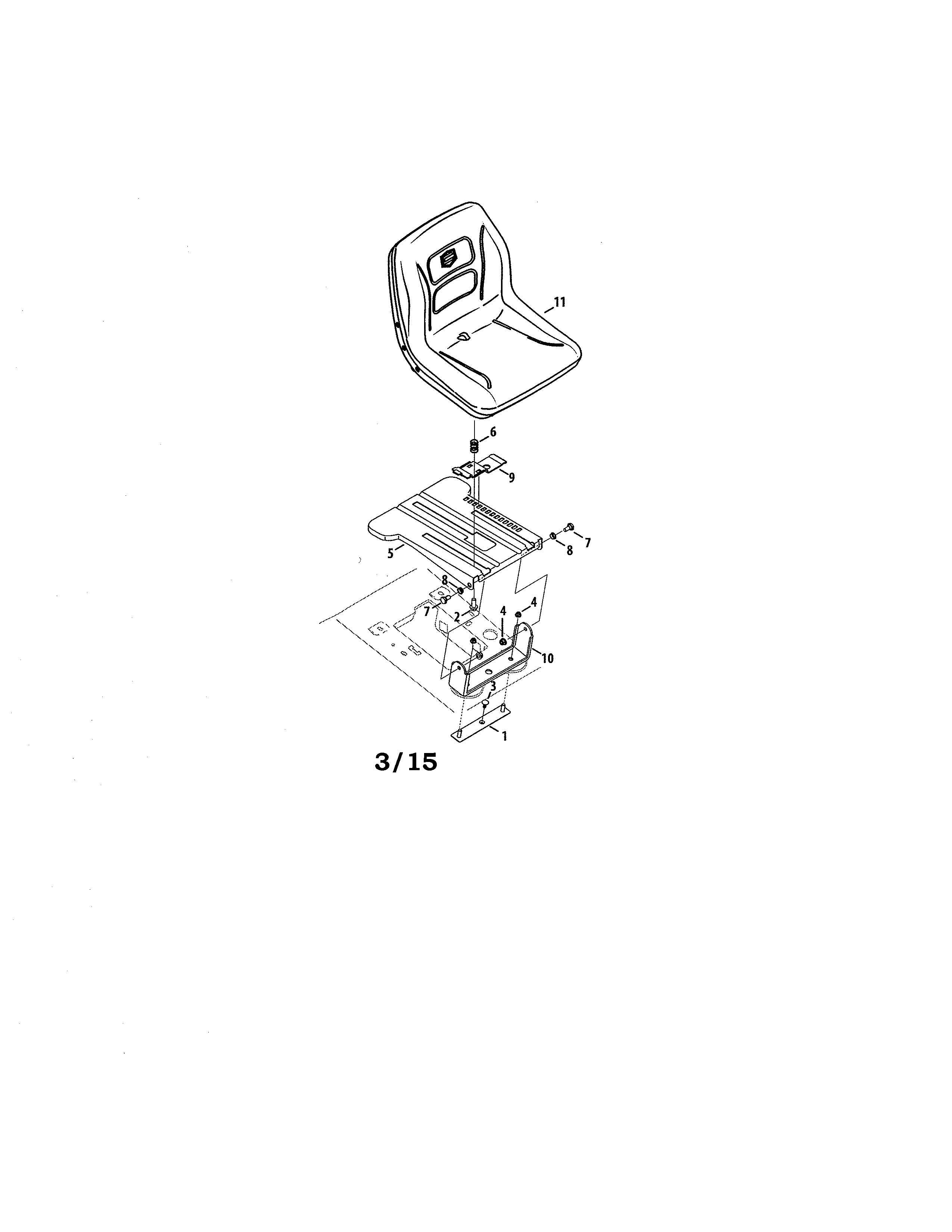 Seat Diagram and Parts List for 247204440  Craftsman Lawn Tractor