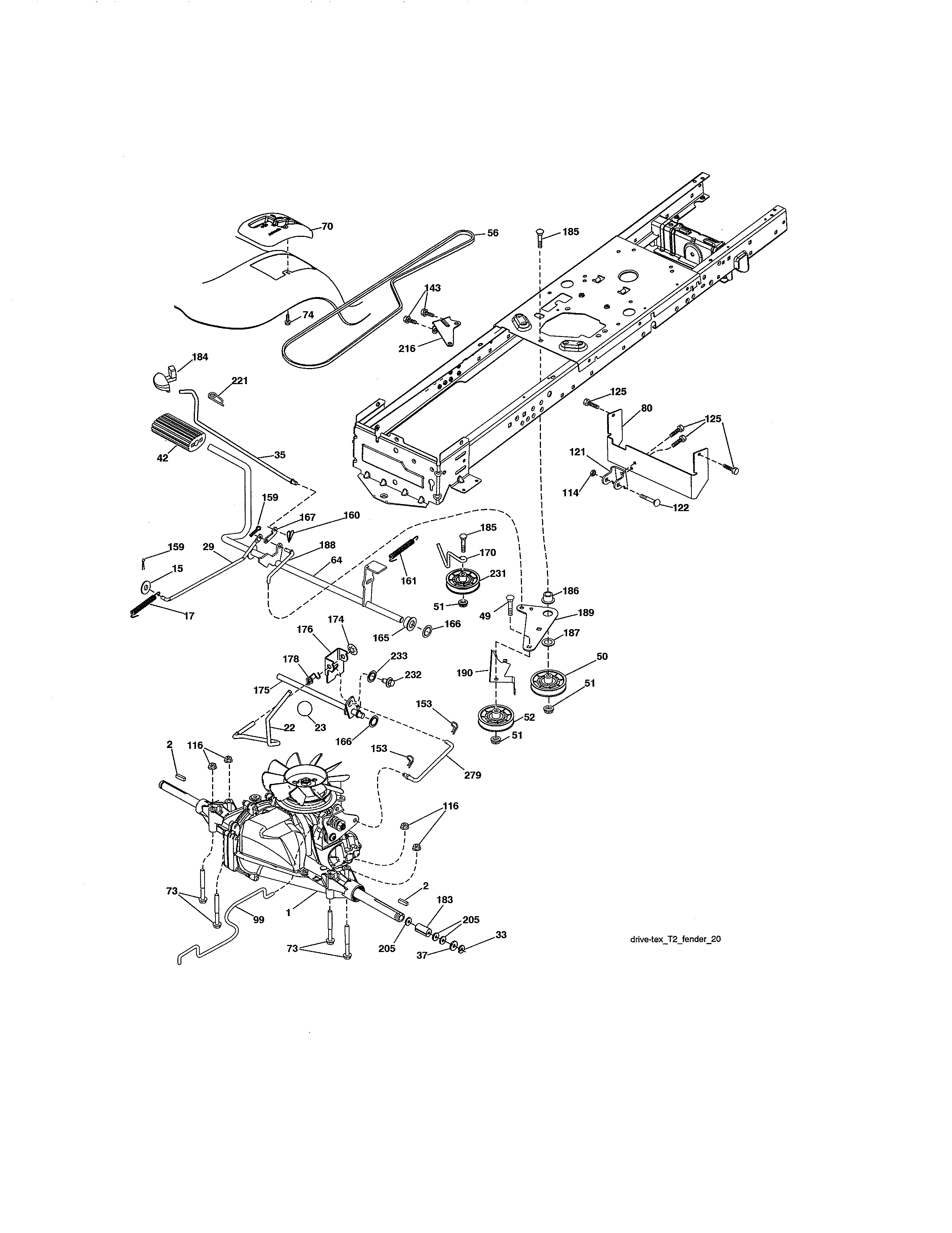 Ground Drive Diagram and Parts List for 917986330  Craftsman Lawn Tractor