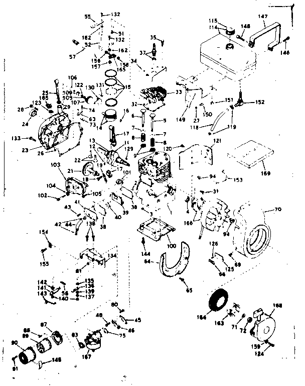 Basic Engine Diagram and Parts List for 143606052  Craftsman Engine