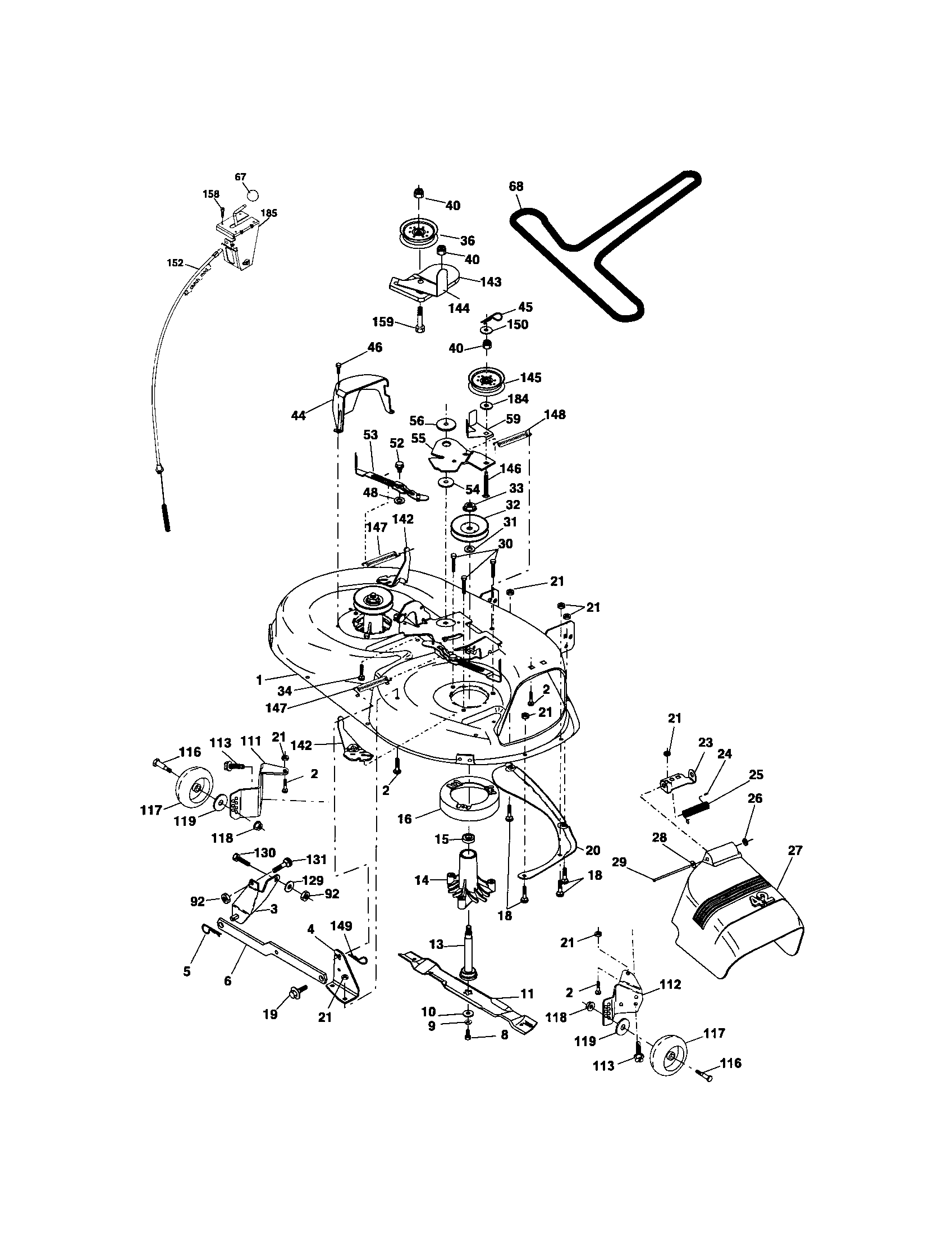 Mower Deck Diagram and Parts List for 917275820  Craftsman Lawn Tractor