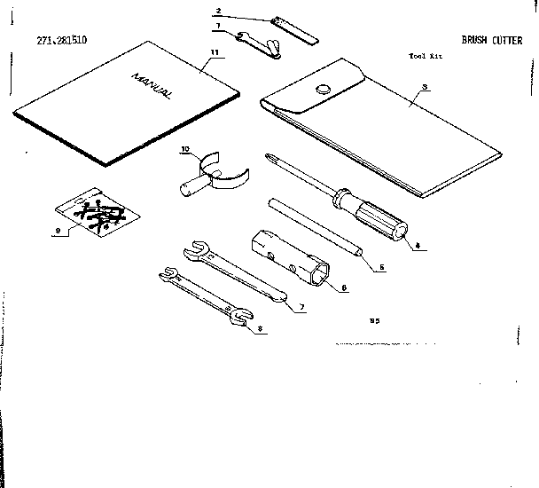 Tool Kit Diagram and Parts List for 271281510  Craftsman Trimmer