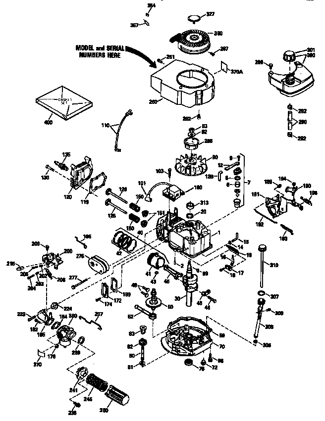 Craftsman 4-cycle Engine Diagram and Parts List for 143943834  Craftsman Engine