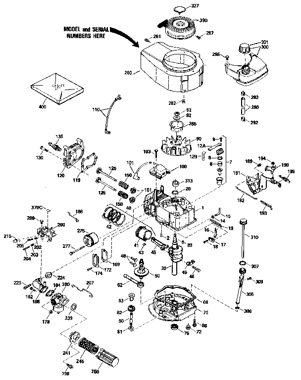 Replacement Parts Diagram and Parts List for 143434222  Craftsman Engine