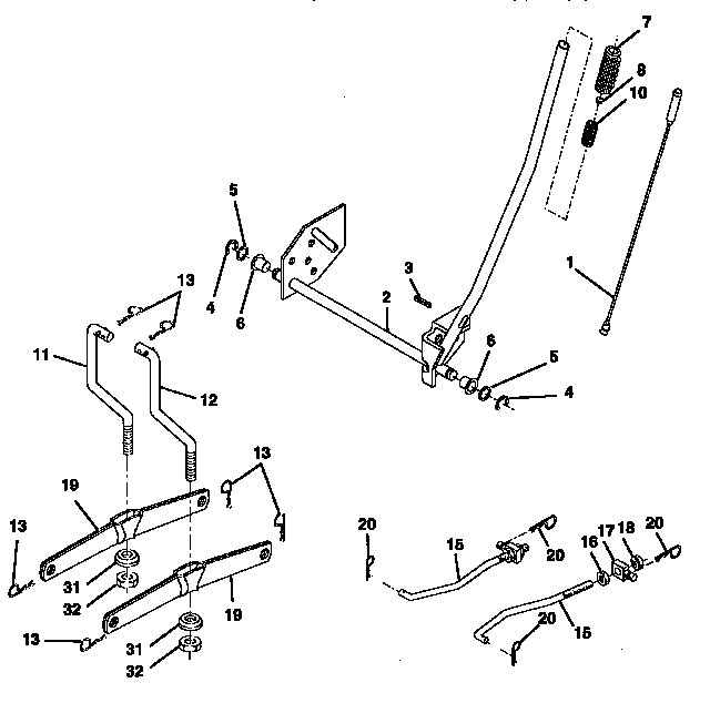 Lift Diagram and Parts List for 917256451  Craftsman Lawn Tractor