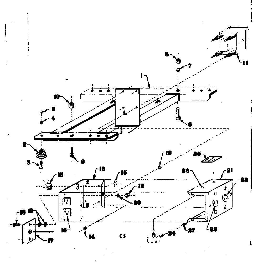 Mounting Base Diagram and Parts List for 5803183-4  Craftsman Engine