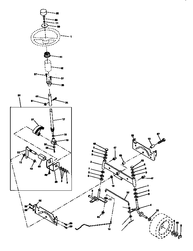 Steering Assembly Diagram and Parts List for 917271110  Craftsman Lawn Tractor