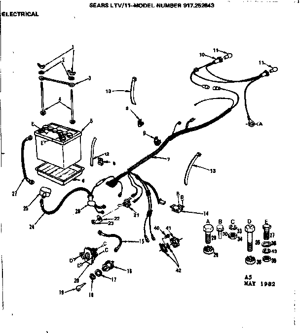 Electrical Diagram and Parts List for 917252643  Craftsman Lawn Tractor