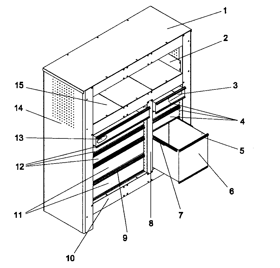 Storage Unit Diagram and Parts List for 706618900  Craftsman Tool Stand & Cart