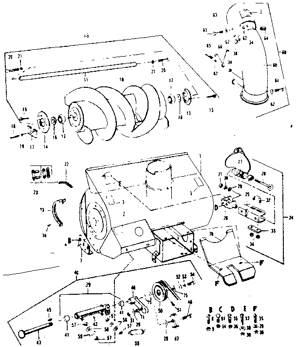 Auger  Assembly Diagram and Parts List for 842240721  Craftsman Snow Blower