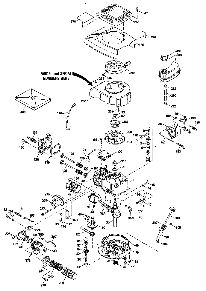Replacement Parts Diagram and Parts List for 143414632  Craftsman Engine