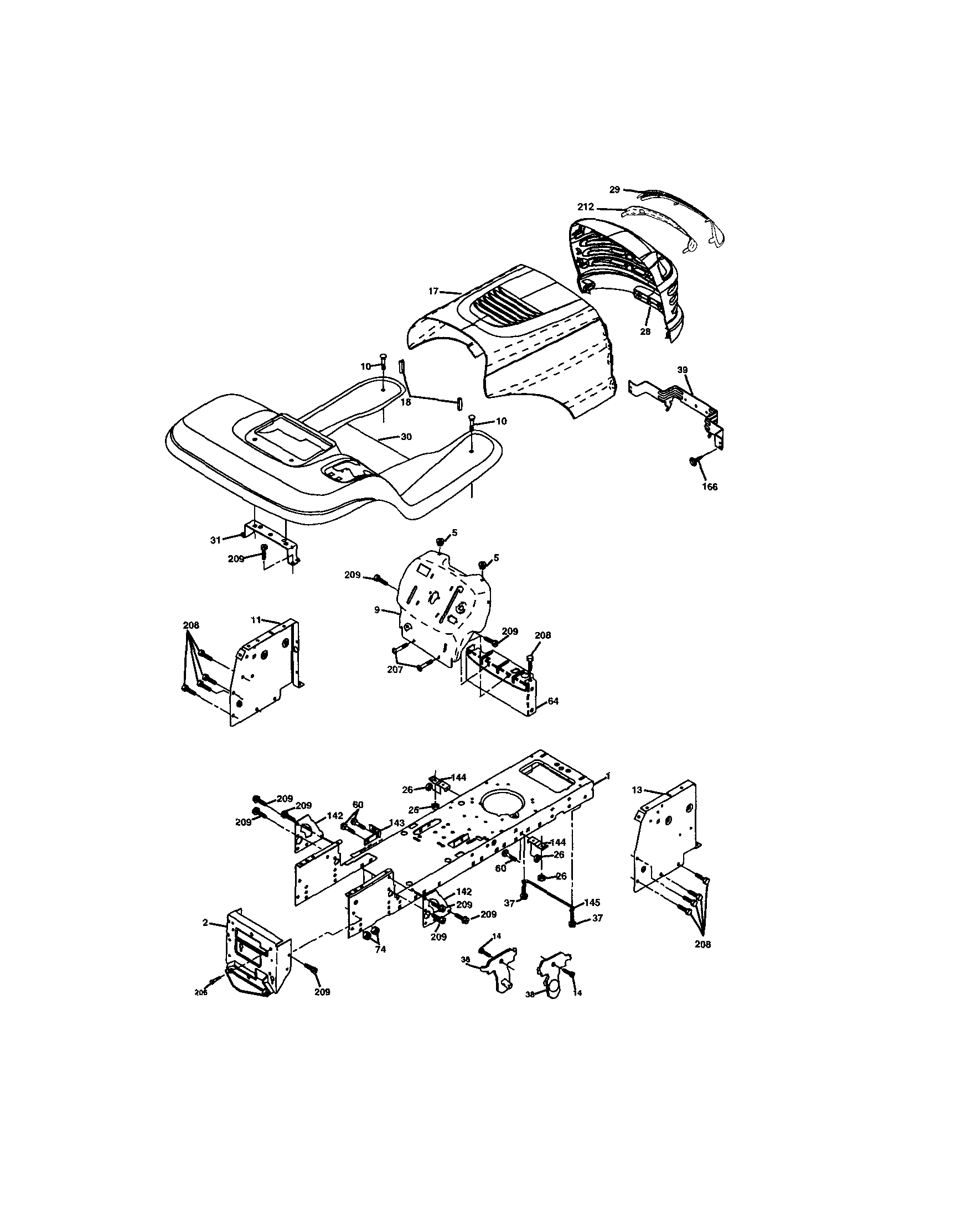 Chassis And Enclosures Diagram and Parts List for 917272762  Craftsman Lawn Tractor