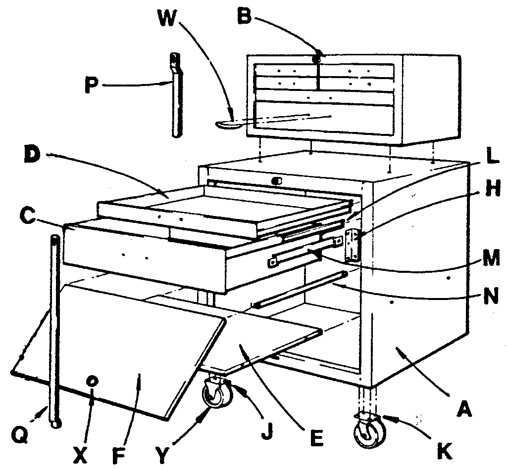 Replacement Parts Diagram and Parts List for 18809  Craftsman Tool Stand & Cart