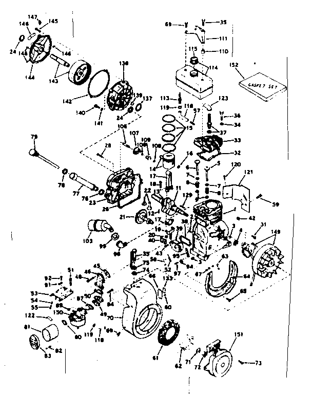 Basic Engine Diagram and Parts List for 143571162  Craftsman Engine