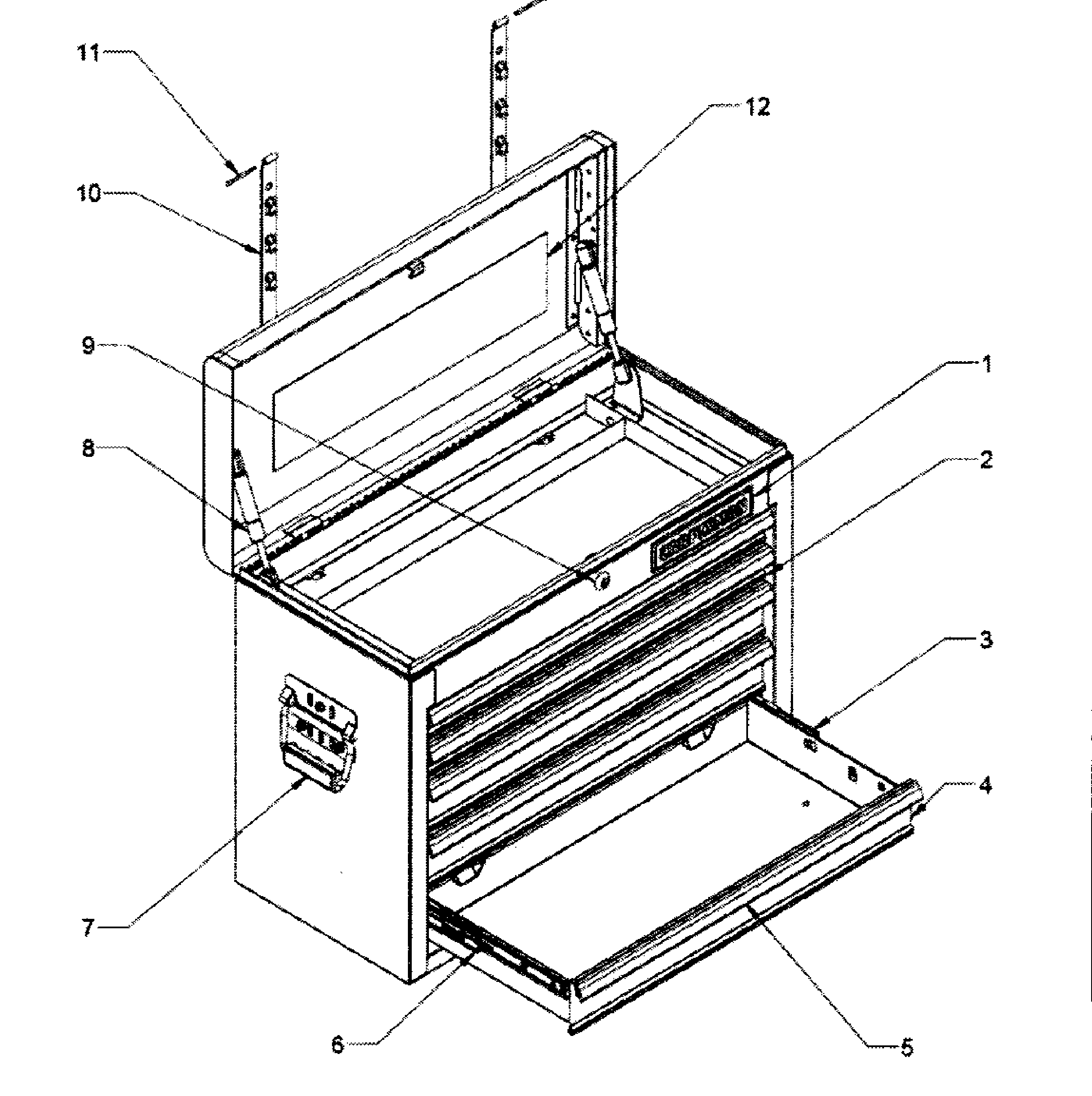 Tool Chest Diagram and Parts List for 706312920  Craftsman Tool Stand & Cart