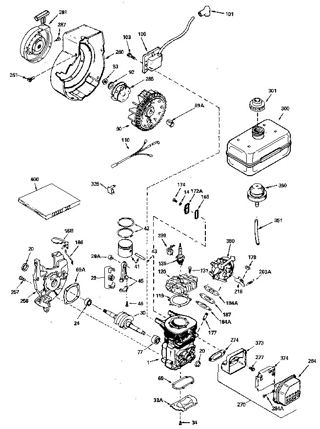 Replacement Parts Diagram and Parts List for 200711001  Craftsman Engine