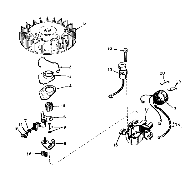 Magneto No. 610693a Diagram and Parts List for 143171072  Craftsman Engine